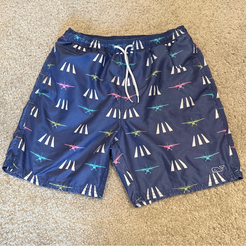 Vineyard vines Navy Blue Swim Shorts with Airplane Print